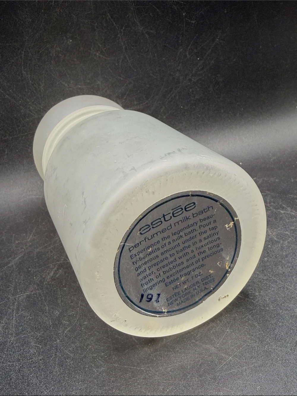 Estee Vintage Mid Century Perfumed Milk Bath Frosted Satin Glass Apothecary Jar